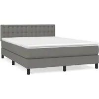 Syfax Boxspringbett, mit Taschenfederkernmatratze, mittelharter Unterstützung, höhenverstellbarem Kopfteil, Stoff, 140x190 cm, Dunkelgrau