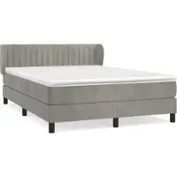 Syfax Boxspringbett mit Matratze Hellgrau 140x190 cm Samt