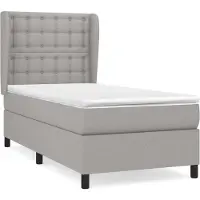 Syfax Boxspringbett mit Matratze Hellgrau 100x200 cm Stoff