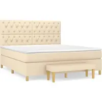 Syfax Boxspringbett mit Matratze Creme 160x200 cm Stoff