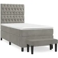 Syfax Boxspringbett mit Matratze Hellgrau 100x200 cm Samt