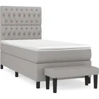 Syfax Boxspringbett mit Matratze Hellgrau 100x200 cm Stoff