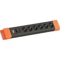 Bachmann CONNECTUS 6xCEE7/3, 1xSchalter 2,0m CEE7/7 Schwarz/Orange