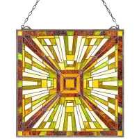 Vevor Buntglasfensterpaneel (501 x 527 mm) hängendes Buntglas mit Kette