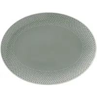 Lyngby Porcelæn - Rhombe Earth Servierplatte oval 21,5 x 28,5 cm, moss