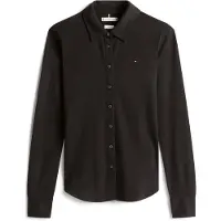 Tommy Hilfiger Damen Hemd 1985 Slim mit Spitzkragen, Schwarz (Black), XL