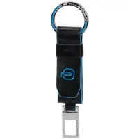 Piquadro Schlüsselanhänger Blue Square Keychain With Carabiner Nero