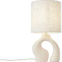 QAZQA Japandi-Tischleuchte Beige mit Leinenschirm - Dahlia