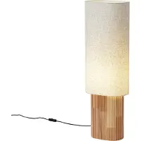 QAZQA Japandi Stehleuchte Holz mit Leinenschirm 90cm - Lamel
