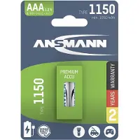 Ansmann 1311-0026, Wiederaufladbarer Akku, AAA, Nickel-Metallhydrid (NiMH), 1,2 V, 2 Stück(e), 1050 mAh