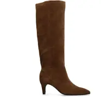 Manfield Taupefarbene Veloursleder-Stiefel mit Absatz | Größe 37