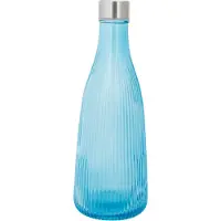 Cosy & Trendy Wasserflasche Mit Deckel Glas 1l Blau H28cm