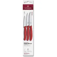 Victorinox Swiss Classic Gemüsemesser-Set, 3-teilig, gerade/welle, rot, im Karton