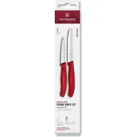 Victorinox Swiss Classic, Gemüsemesser-Set, 2-teilig, gerade/gewellt, rot, Box