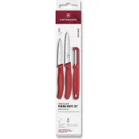 Victorinox Swiss Classic Gemüsemesser Set mit Sparschäler, 3-tlg., Rot