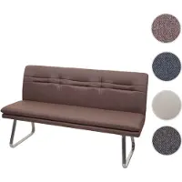 Mendler Sitzbank HWC-H70, Esszimmerbank Bank Polsterbank, Rückenlehne Stoff/Textil Edelstahl gebürstet braun 160cm