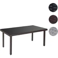 Mendler Poly-Rattan Gartentisch Cava, Esstisch Tisch mit Glasplatte, 160x90x74cm braun