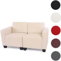 Mendler Modular 2-Sitzer Sofa Couch Lyon, Kunstleder creme