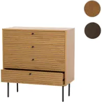 Mendler Kommode HWC-N78, Sideboard Schrank, 4 Schubladen, skandinavischer Stil Metall Holz Melamin MVG 85x80x40cm natur