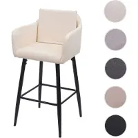 Mendler Barhocker HWC-H93, Barstuhl Tresenhocker, Fußablage Metall Kunstleder creme-beige
