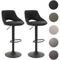 Mendler 2er-Set Barhocker HWC-N64, Barstuhl Tresenhocker, Fußablage drehbar, Kunstleder Metall schwarz