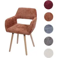 Mendler Esszimmerstuhl HWC-A50 II, Stuhl Küchenstuhl Polsterstuhl, Holz Stoff/Textil Chenille (465g/m²) terrakotta
