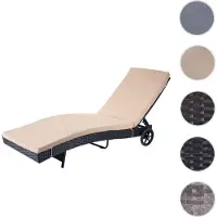 Mendler Sonnenliege HWC-D80, Gartenliege Relaxliege Liege, Poly-Rattan anthrazit, Kissen beige