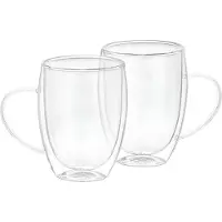 Cheffinger 2er Set Gläser mit Griff Doppelwandig