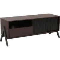 Mendler TV-Rack MCW-O40, Lowboard TV-Schrank Schiebetür Staufächer Schublade, MDF Metall Melamin 49x120x40cm Walnuss-Optik