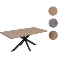 Mendler Esszimmertisch HWC-O55, Küchentisch Tisch Esstisch, Industrial MDF Metall 180cm helle Eiche-Optik