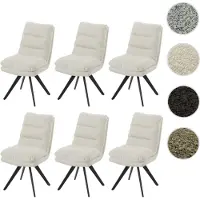 Mendler 6er-Set Esszimmerstuhl HWC-G66, Küchenstuhl, drehbar Auto-Position Stoff/Textil Bouclé MVG cremeweiß