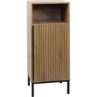 Mendler Kommode MCW-O42, Badezimmerkommode Badschrank Schrank mit 1 Tür, 3 Staufächer, MDF Melamin 98x39x30cm Holzoptik natur