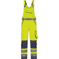 Dassy Malmedy Warnschutz Latzhose mit Kniepolstertaschen - neongelb/dunkelblau - 56+5cm