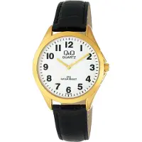 Q&Q Herrenuhr Kunstlederion goldfarbig, 3 ATM
