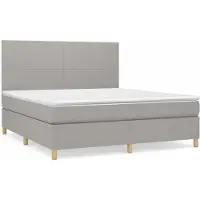 Syfax Boxspringbett mit Matratze Hellgrau 180x200 cm Stoff