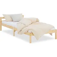 Homestyle4u Holzbett 90x200 mit Lattenrost Natur Jugendbett Einzelbett Kiefer Massivholz