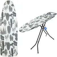 Kadax Brettbezug 132 x 48 cm zum Bügeln, dehnbare Rückseite, Kakteen