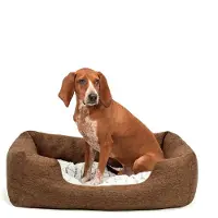 Lionto Kuschelbett für Hunde, gemütliches Hundebett mit herausnehmbarem Wendekissen, rutschfestem Boden, 80x60 cm, braun