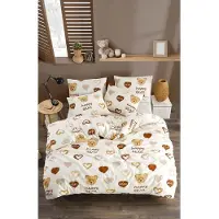 L'essentiel Maison , Teddy Bear Heart, Einzelbettbezug-Set (DE), Senf, 65 % BAUMWOLLE / 35 % POLYESTER, 135 x 200 cm