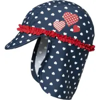 Playshoes Nackenschutzcap "Herzchen" in Dunkelblau/ Rot - 53 cm