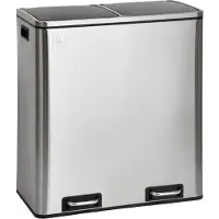 SVITA TM2X30 Treteimer 60 Liter Abfalleimer Mülleimer Design Mülltrennung Papierkorb Küchen-Ordnung Trennsystem Silber