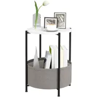 HOMCOM Beistelltisch Spanplatte Stahl Weiß Grau 44L x 44B x 56H cm