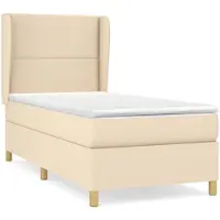 Syfax Boxspringbett mit Matratze Creme 90x200 cm Stoff