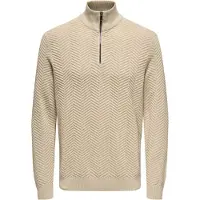 Only & Sons Mace Herringbone Knit Half Zip Pullover Heren XXL