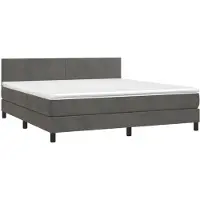 Syfax Boxspringbett mit Matratze Dunkelgrau 160x200 cm Samt