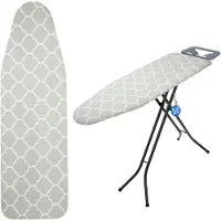 Kadax Brettbezug 132 x 48 cm zum Bügeln, dehnbare Rückseite, grau