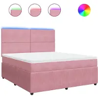 vidaXL Boxspringbett mit Matratze Rosa 180x200 cm Samt