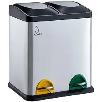 SVITA TC2X15 Mülleimer 30 Liter 2x15 Treteimer Mülltrenner silber Papierkorb