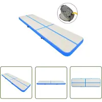 The Living Store Aufblasbare Gymnastikmatte mit Pumpe 600x100x15 cm PVC Blau