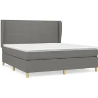 Syfax Boxspringbett mit Matratze Dunkelgrau 160x200 cm Stoff